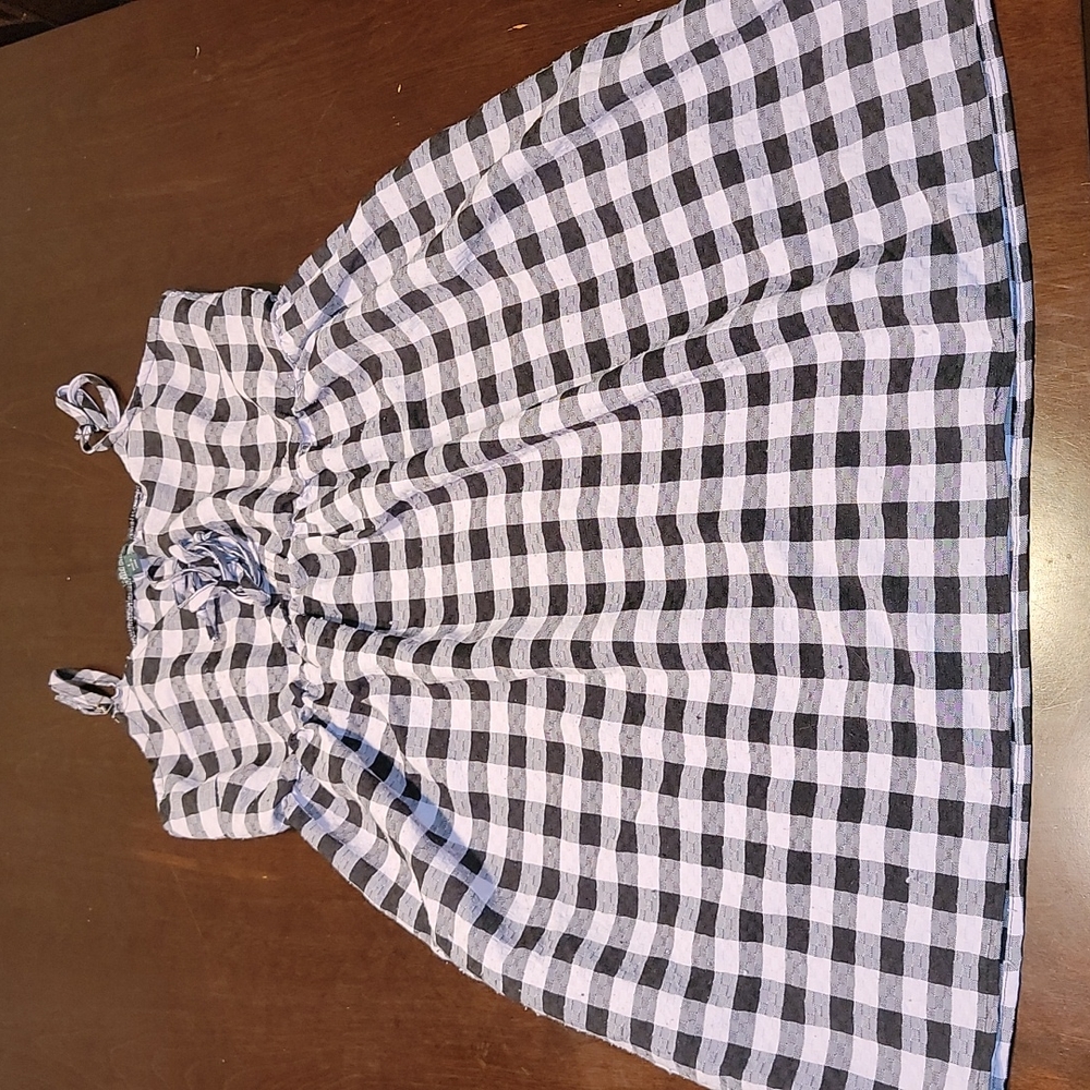 Preppy Checkered Flowy Festival Babydoll Dress with Pockets Size Sm